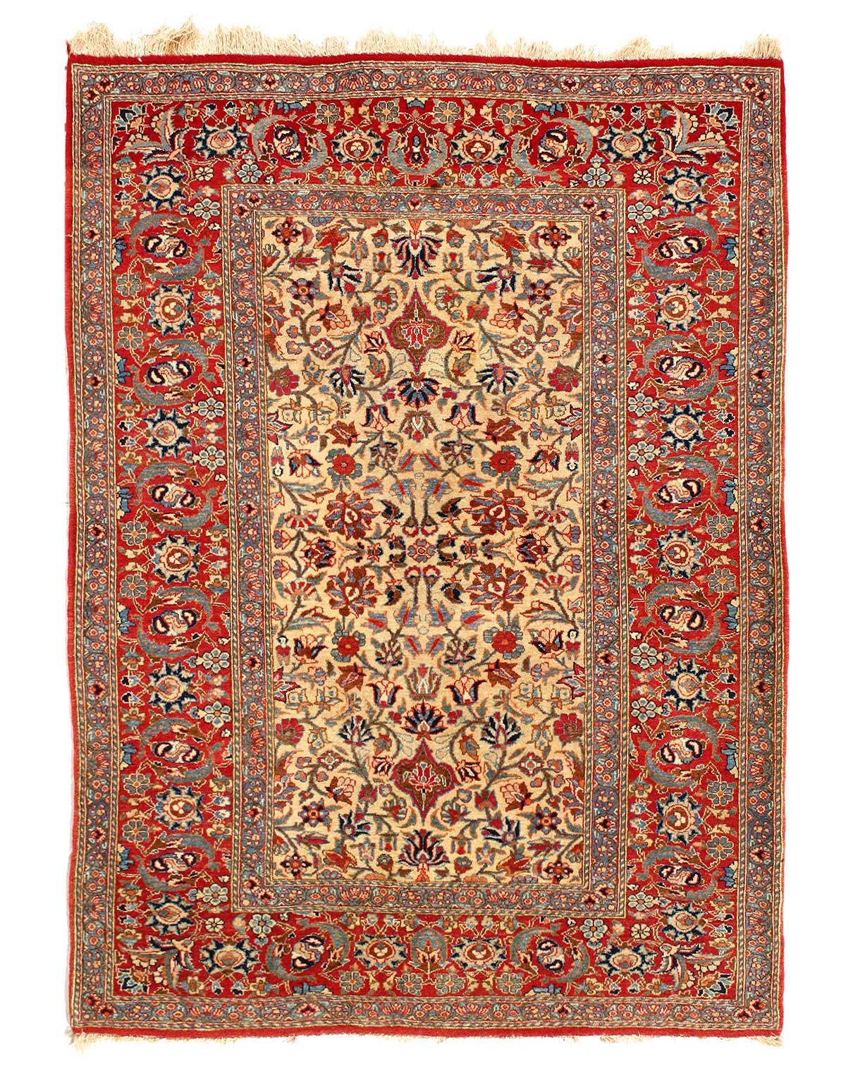 Hand knotted Antique Isfahan Rug 3'1"X 4'2"