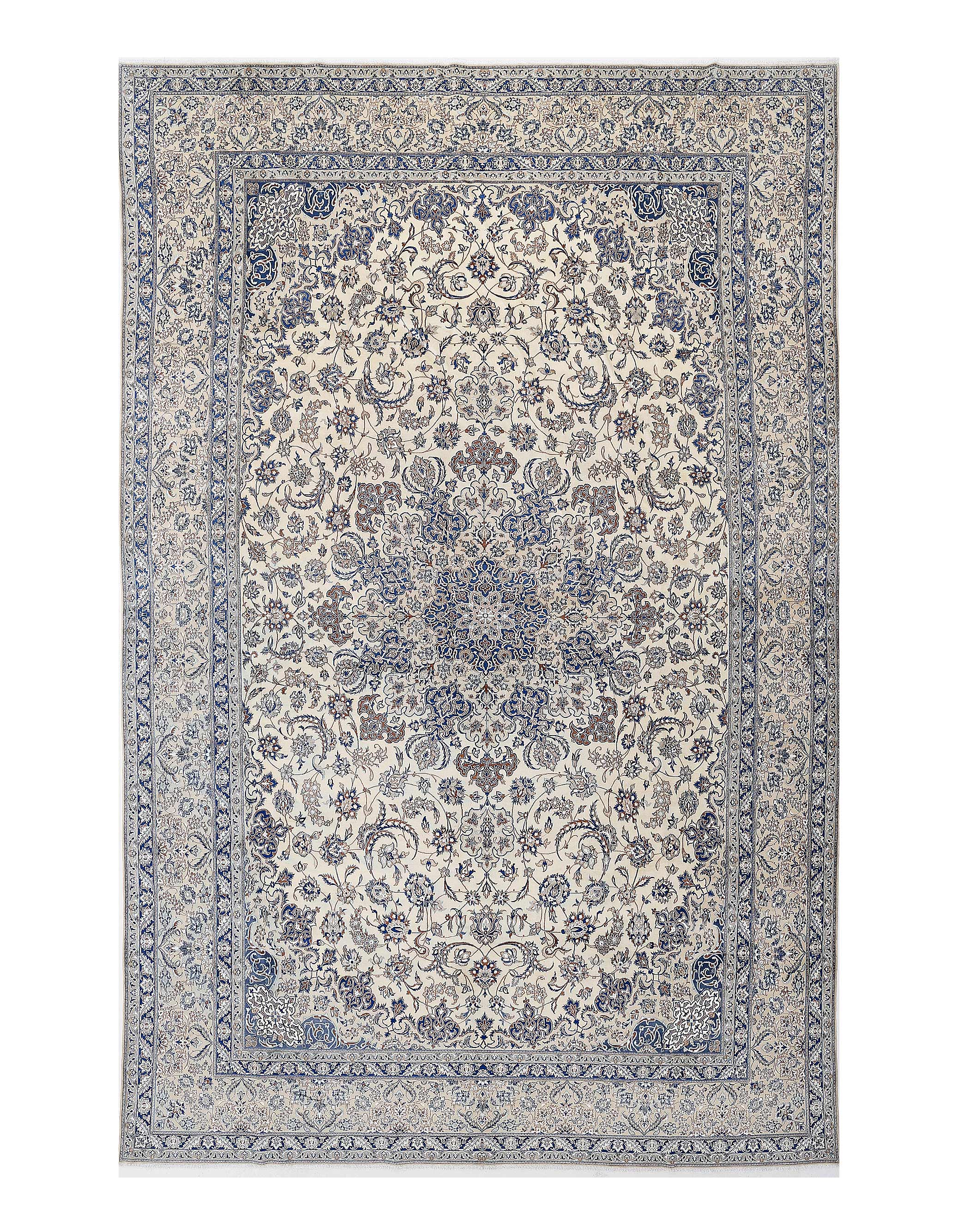 Fine Persian Nain 6-Lines Lamb's Wool & Silk Rug 11'2"X 17'11"