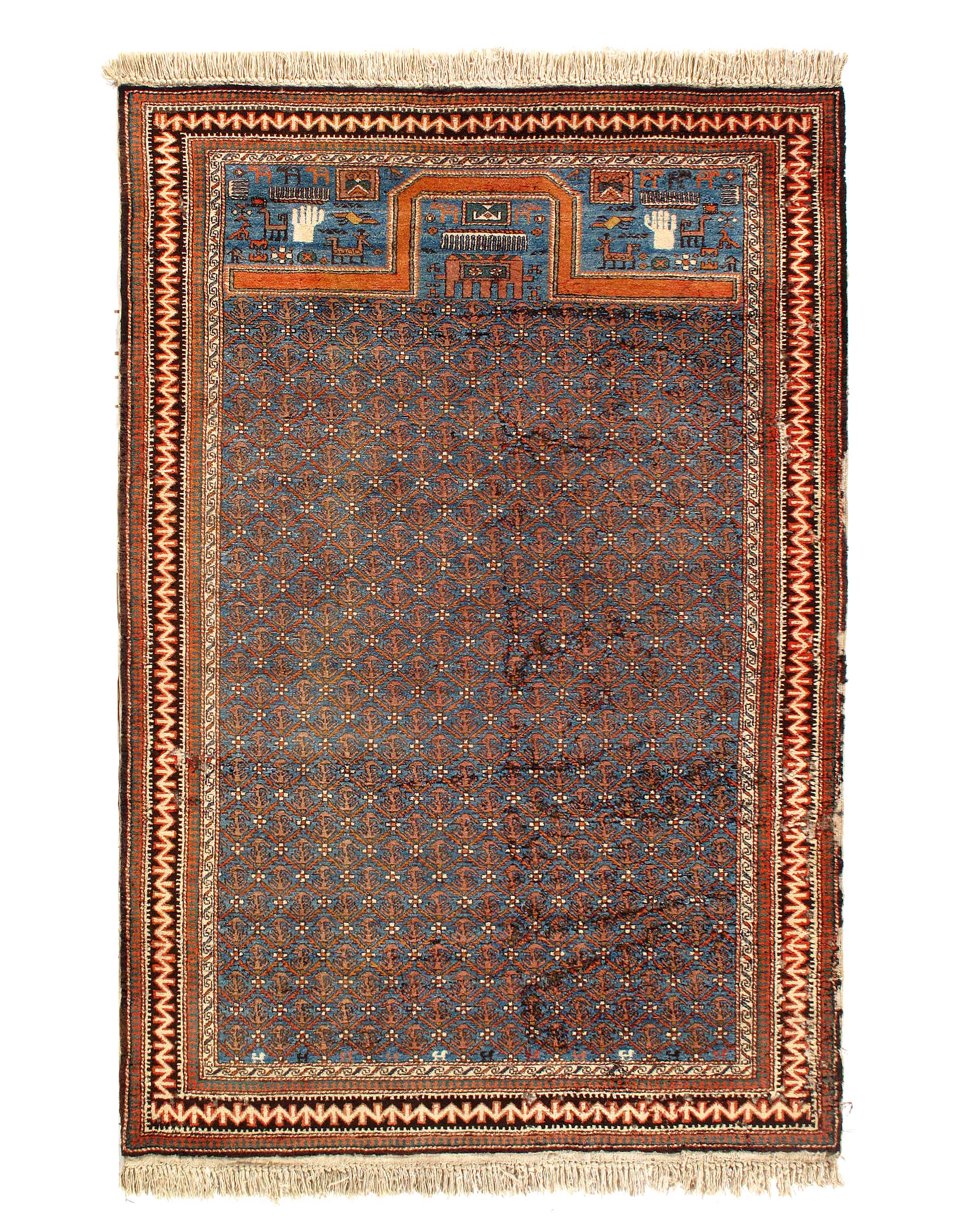 Fine Hand Knotted Persain Antique Senneh 4'4'' X 6'6''