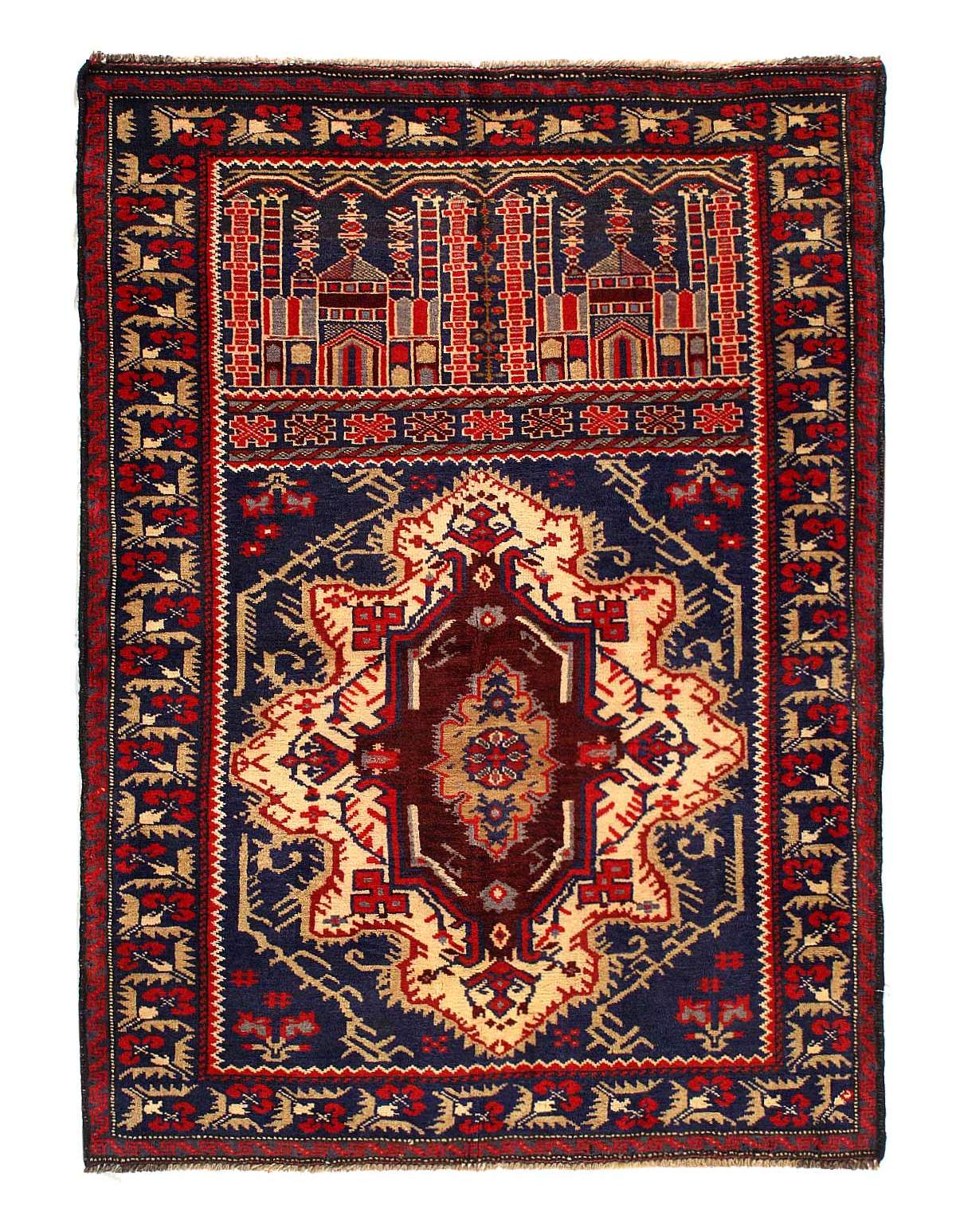 Fine Hand Knotted Balouchi Rug size 3'4'' X 4'6''