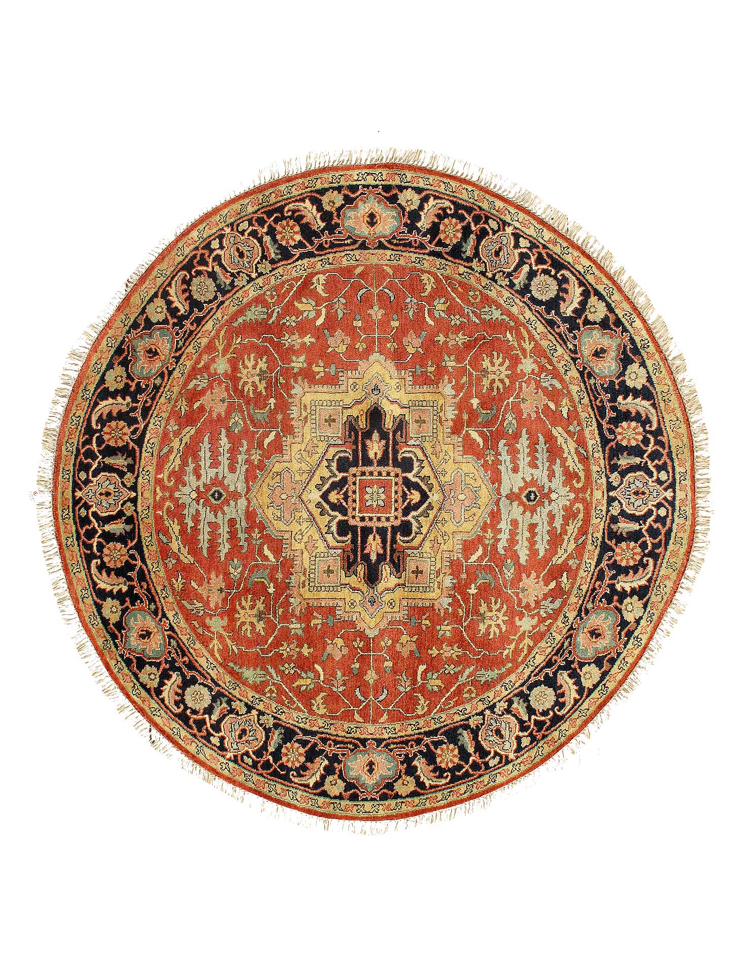 Fine Hand knotted Persian Serapi design round rug 6' X 6'