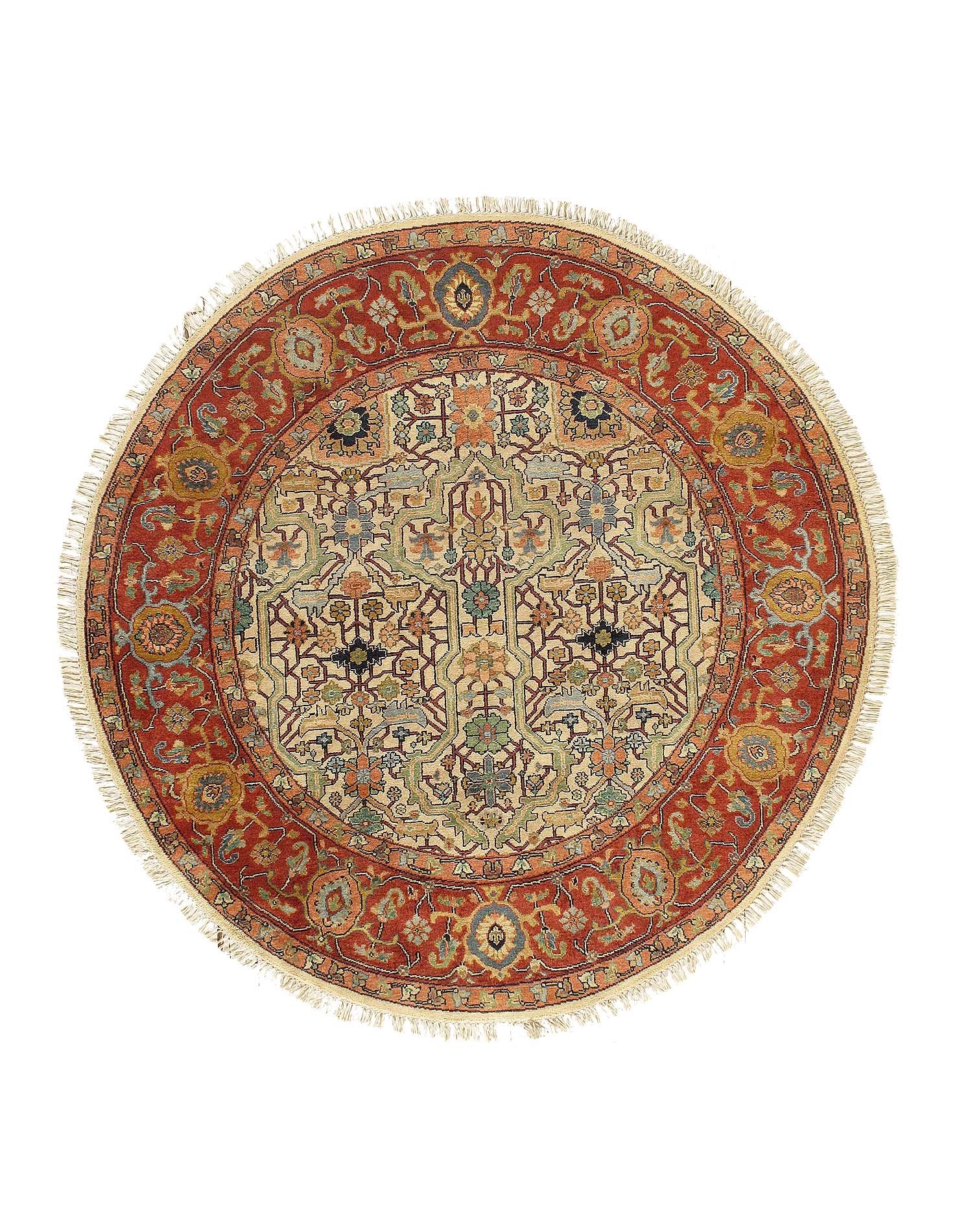 Fine Hand knotted Persian Heriz design round rug 6' X 6'