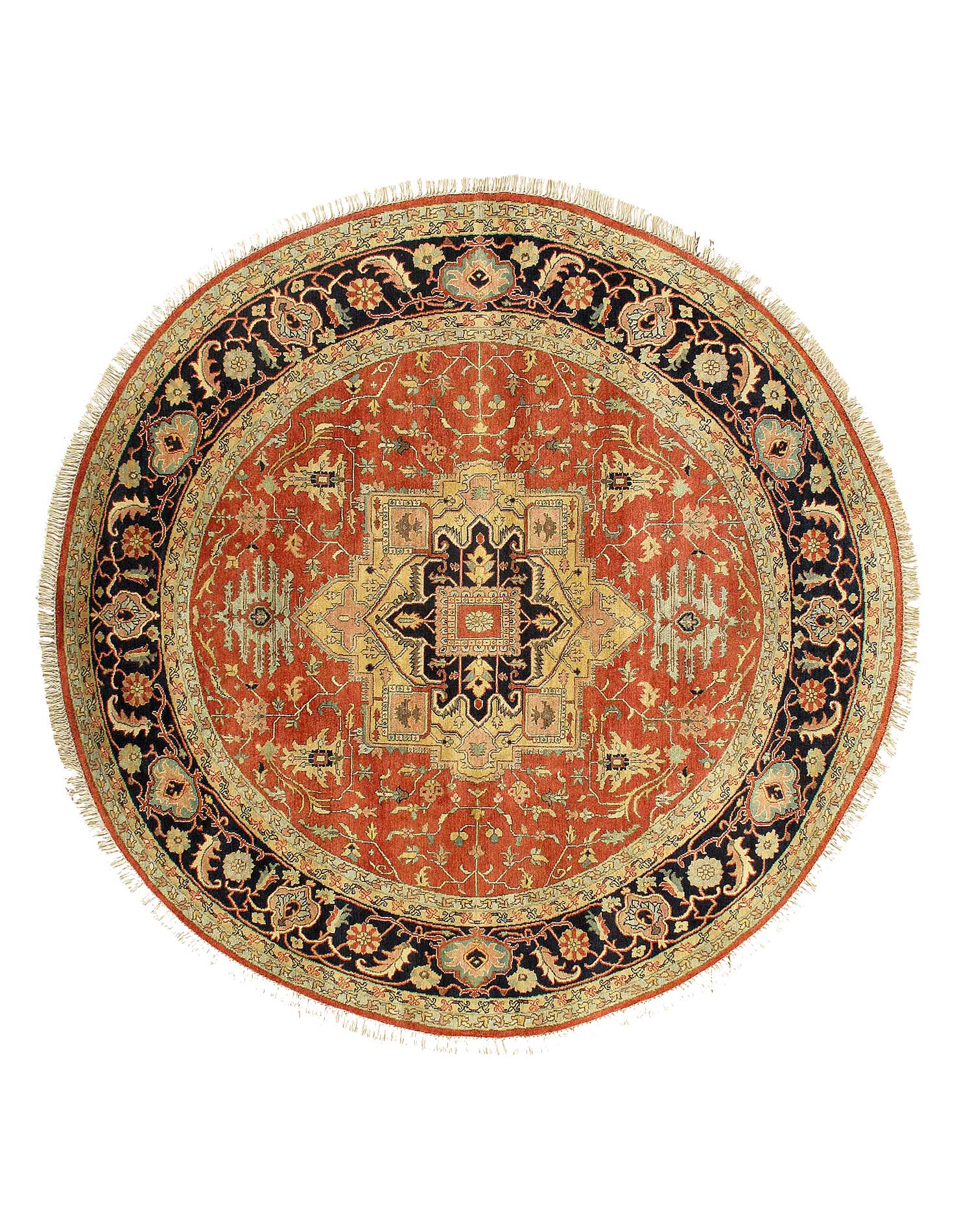Fine Hand knotted Persian Serapi Design round rug 8' X 8'