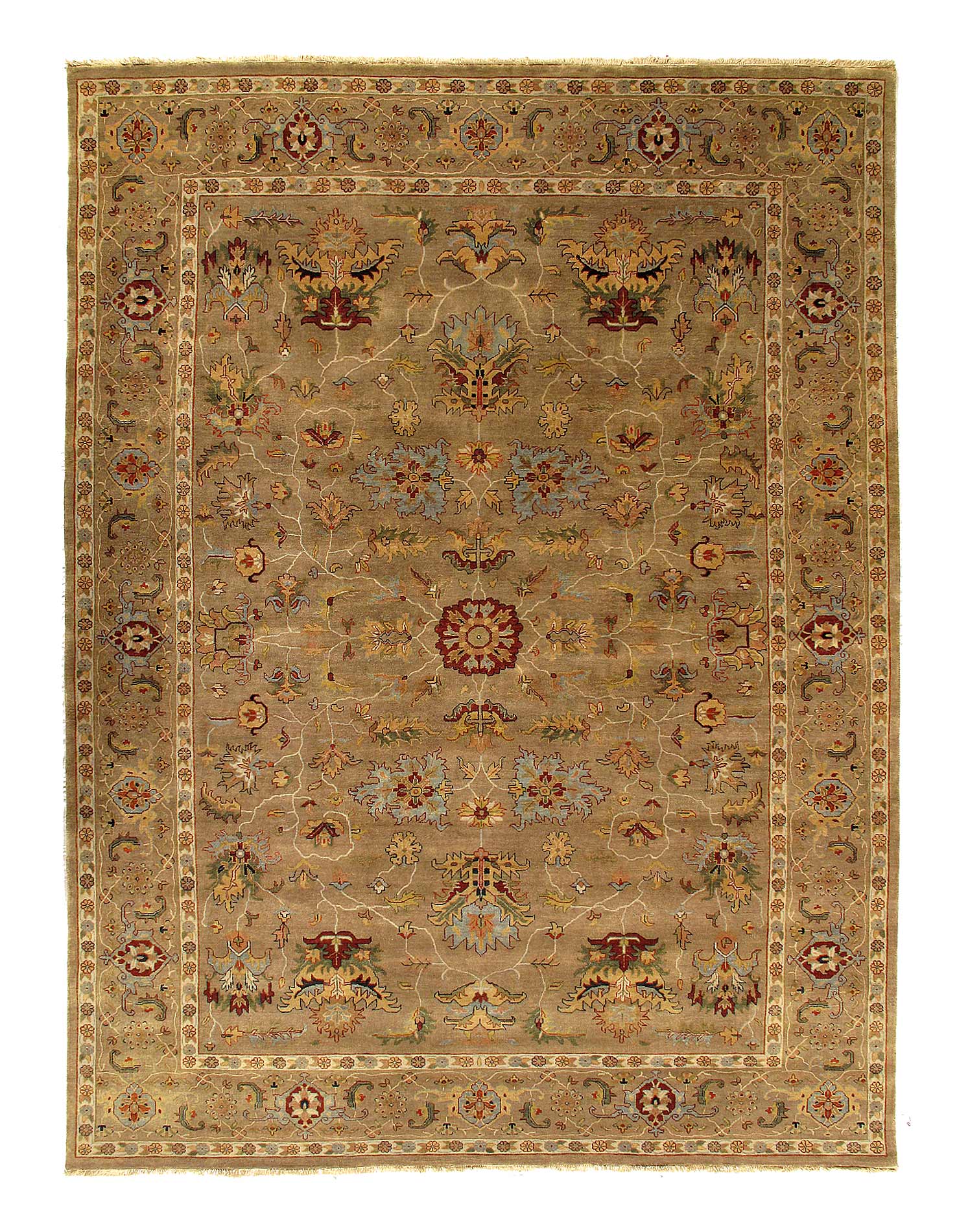 Light Brown Fine Hand knotted Heriz Design size 8'11'' X 12'1''