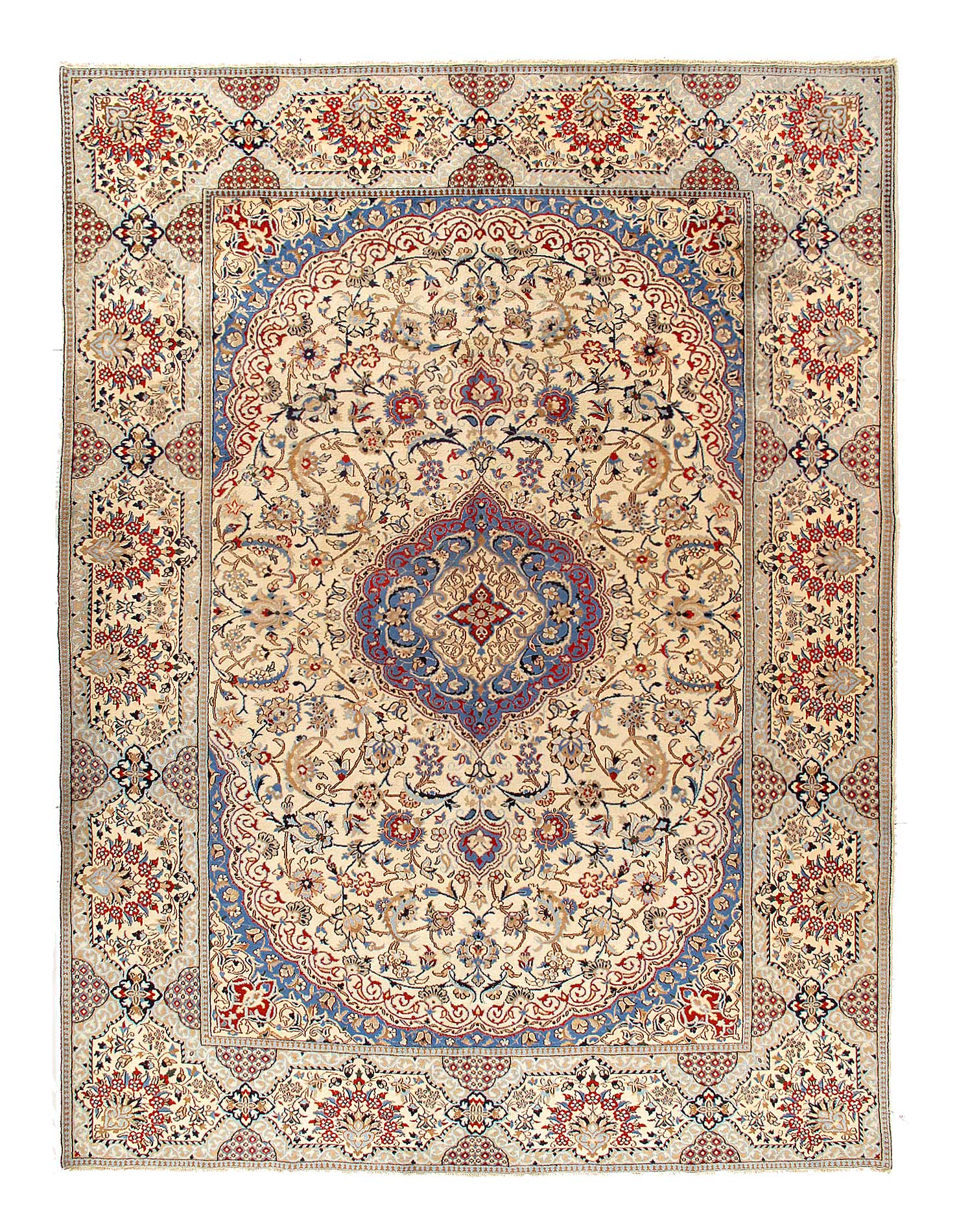 Fine Hand knotted persian Vintage Nain rug 9'7'' x 12'11''