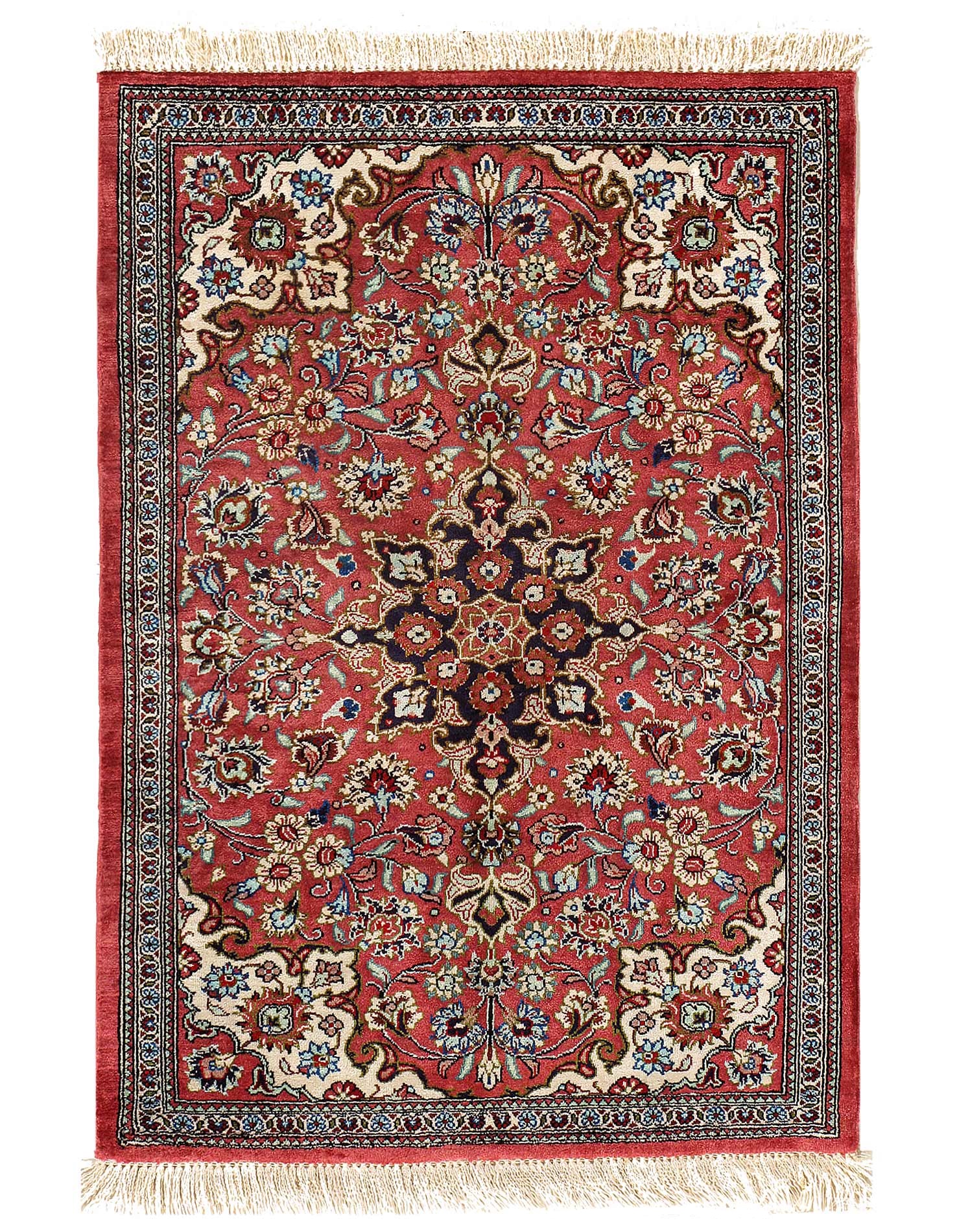 Fine Hand knotted Persian Pure silk Qum rug 1'11'' X 2'8''