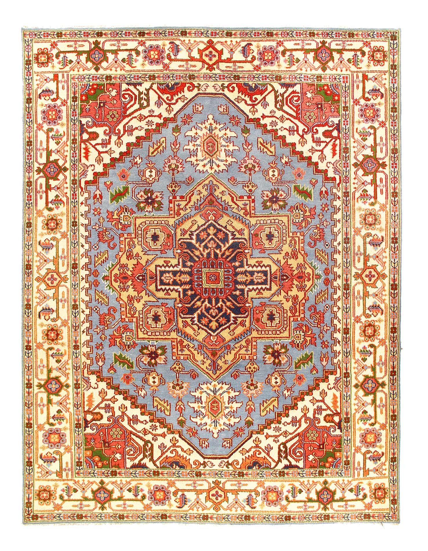 Light Blue fine Hand knotted Serapi design 8'11'' X 11'9''