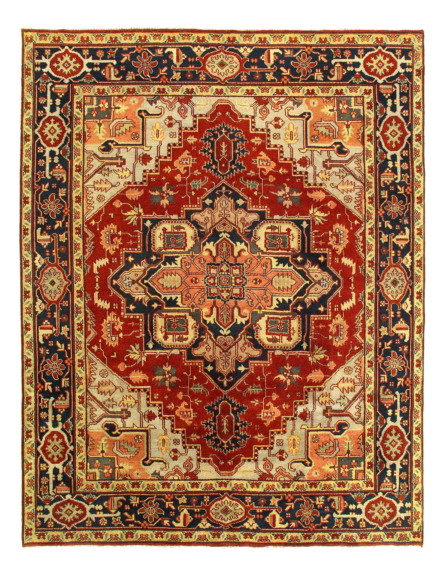 Red Color Fine Hand knotted Persian serapi design rug 8' X 9'11''