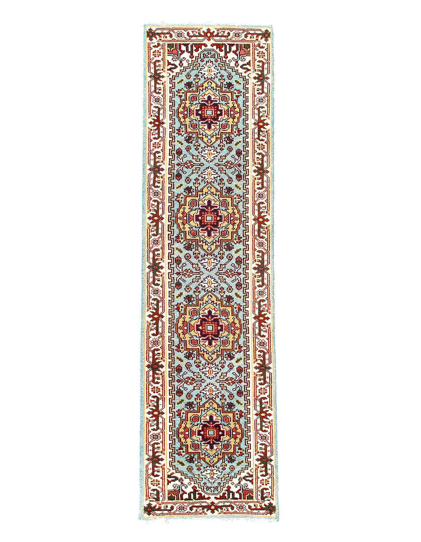 Fine Hand knotted Light Blue Serapi design Runner 2'6'' X 9'11''