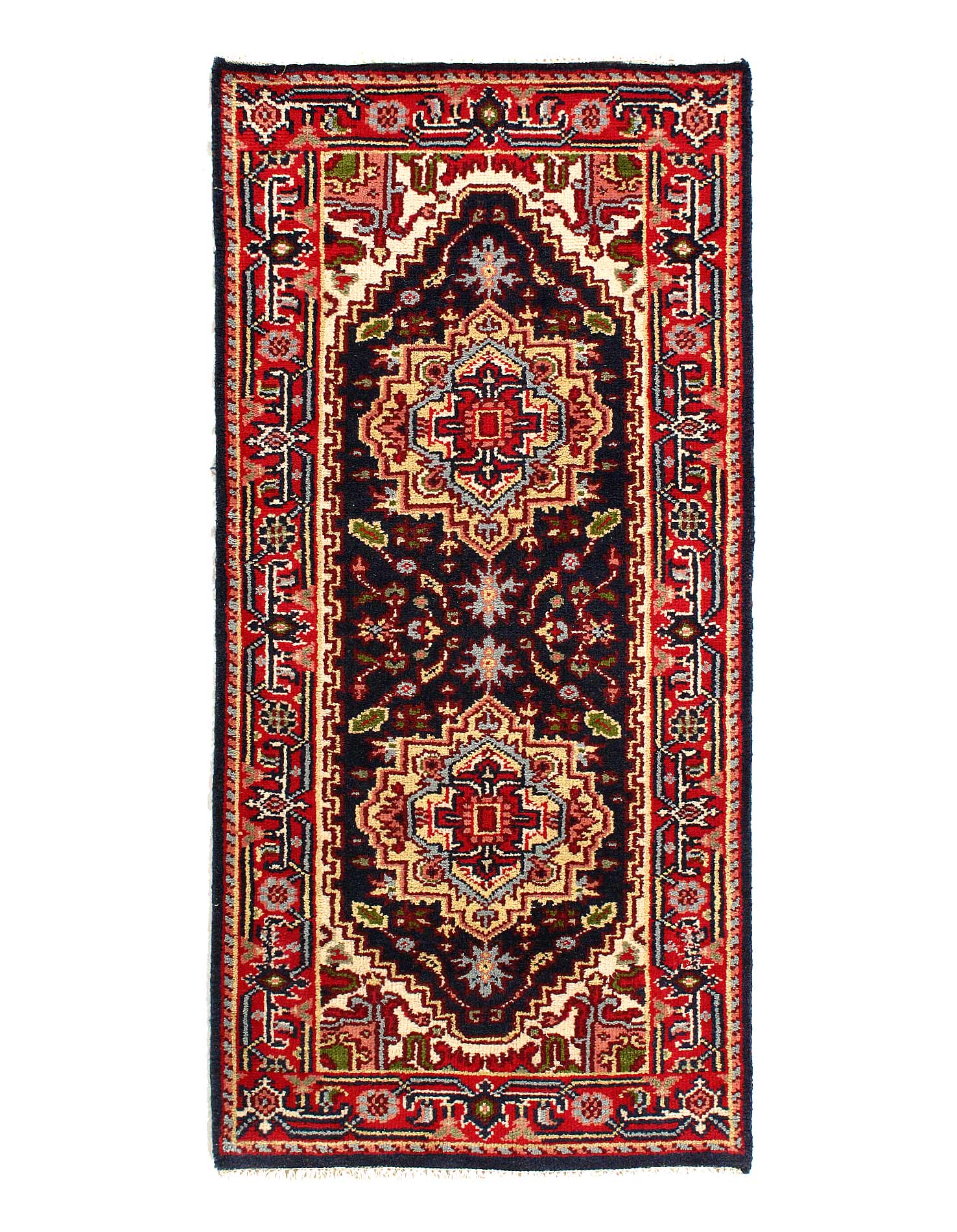 Fine Hand knotted Navy Blue Serapi design Runner 2'8'' X 5'7''