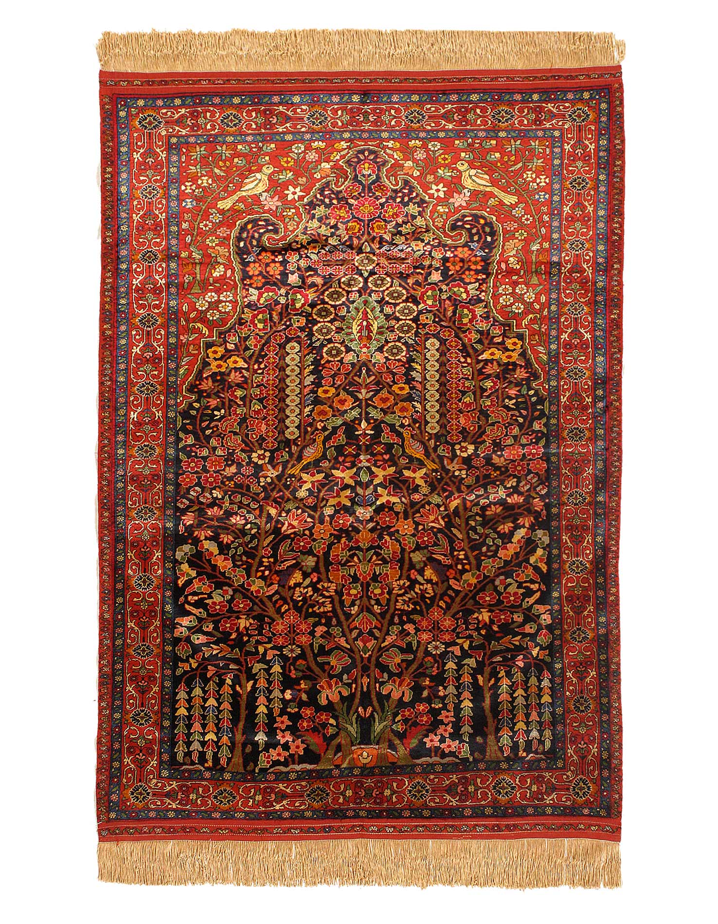 Double-Sided Persian Hand-knotted Silk Quchan Rug 3'5"X 5'1"