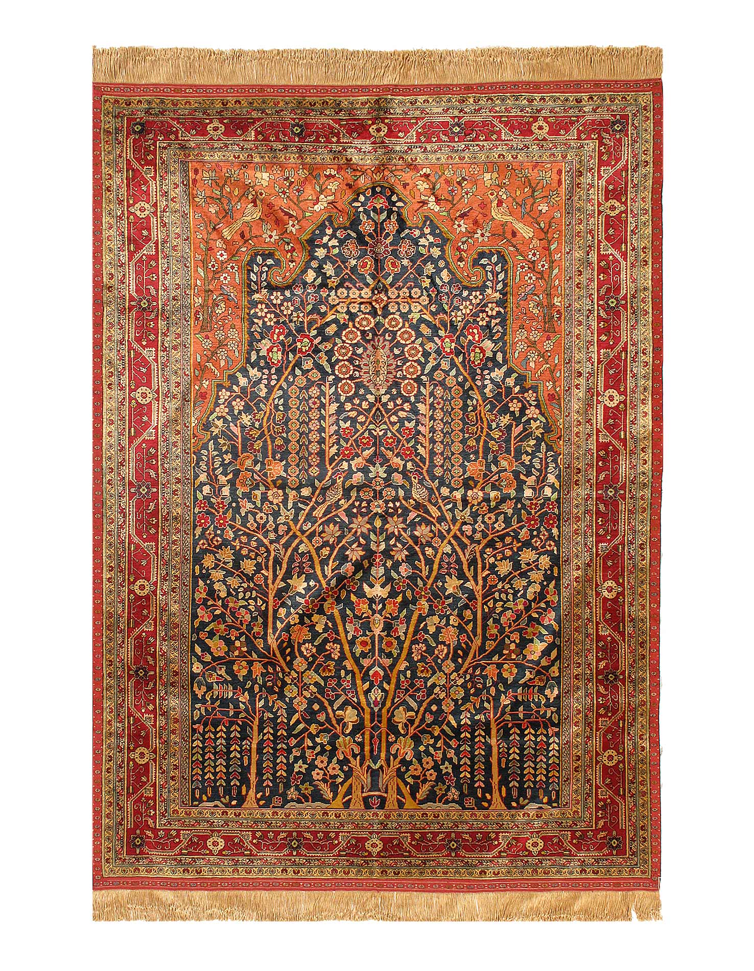 Double-Sided Persian Hand-knotted Silk Quchan Rug  4'7"X 6'5"