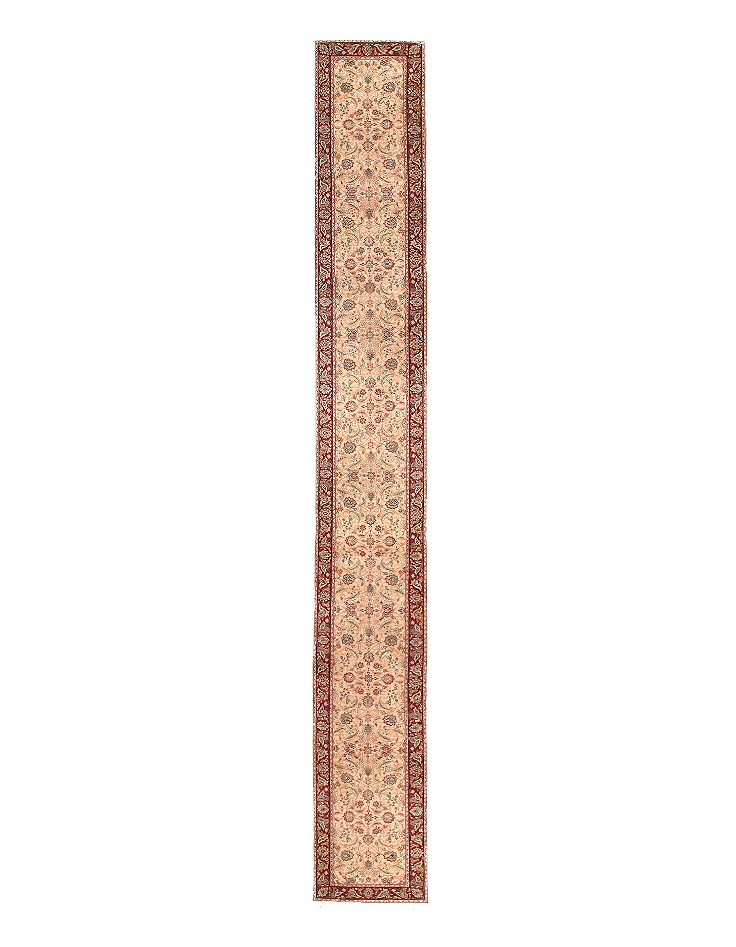 Ivory Fine Hand Knotted Tabriz Runner  2'7"X 20'5"