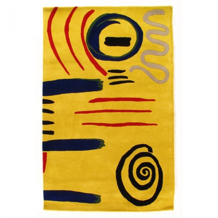 Modern Hand Tufted Wool Yellow Area Rug 5'X 8'