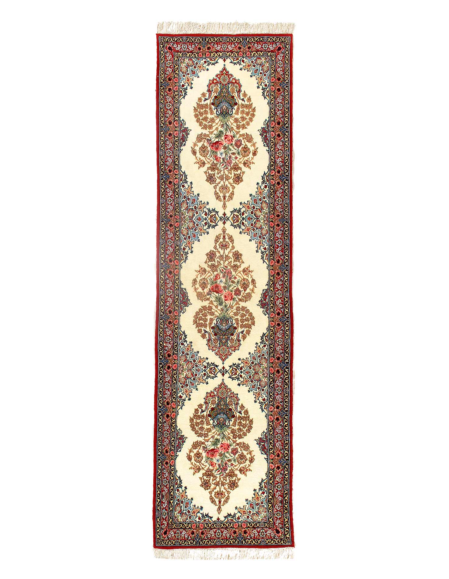 Fine Persian Isfahan Silk and Wool Runner Rug  2'6"X 9'9"