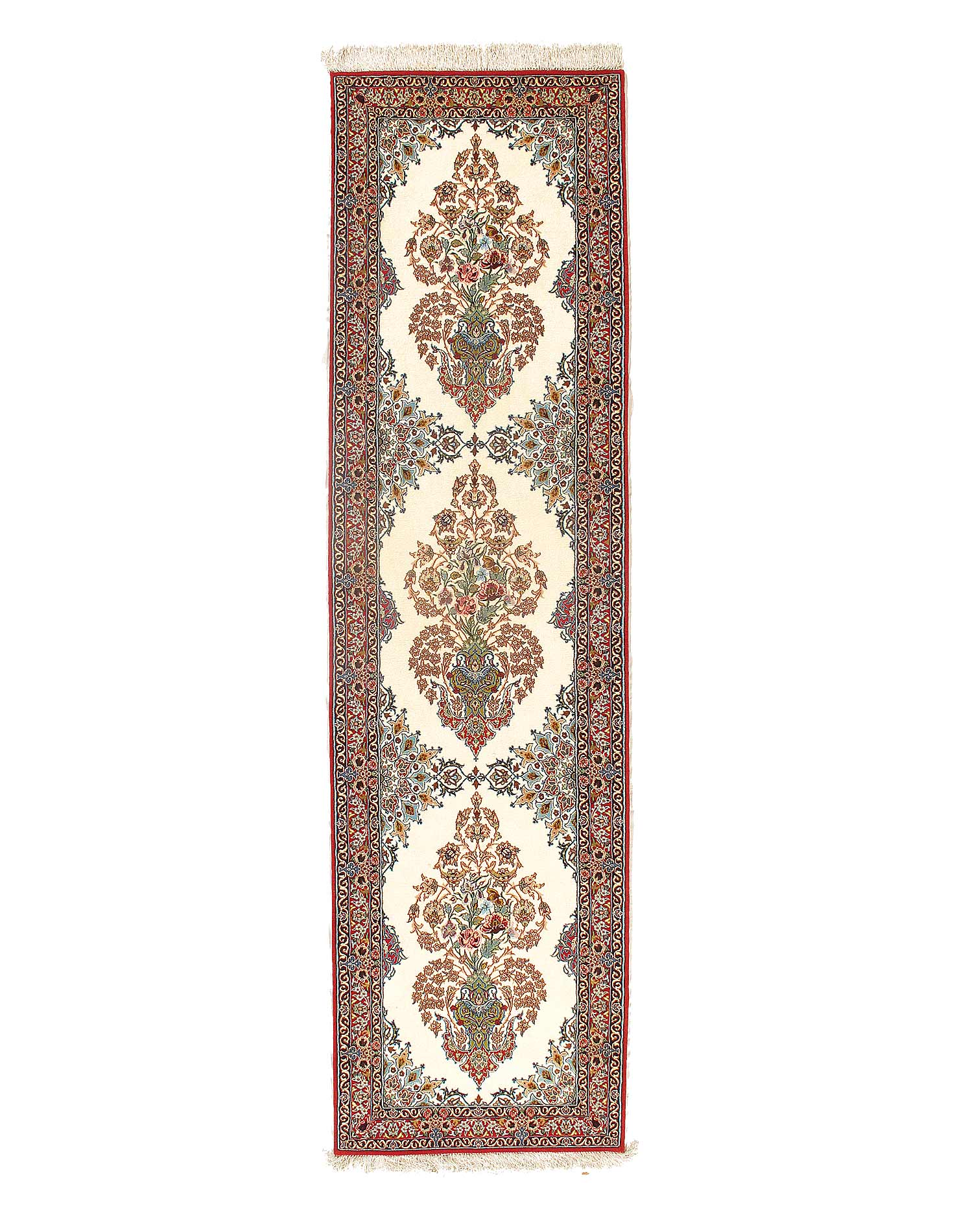 Fine Persian Isfahan Silk and Wool Runner Rug  2'9" X 10'1'