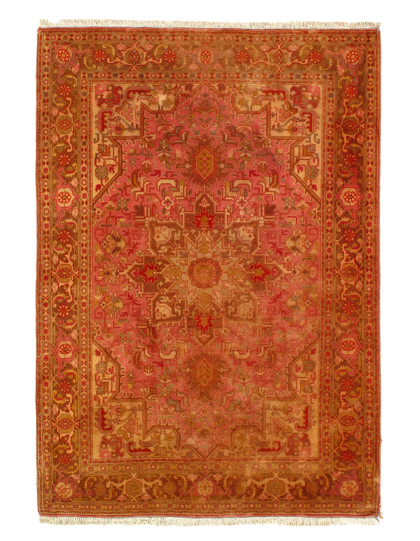 Peach Color Fine Persian Tabriz 3'4'' X 4' 1''