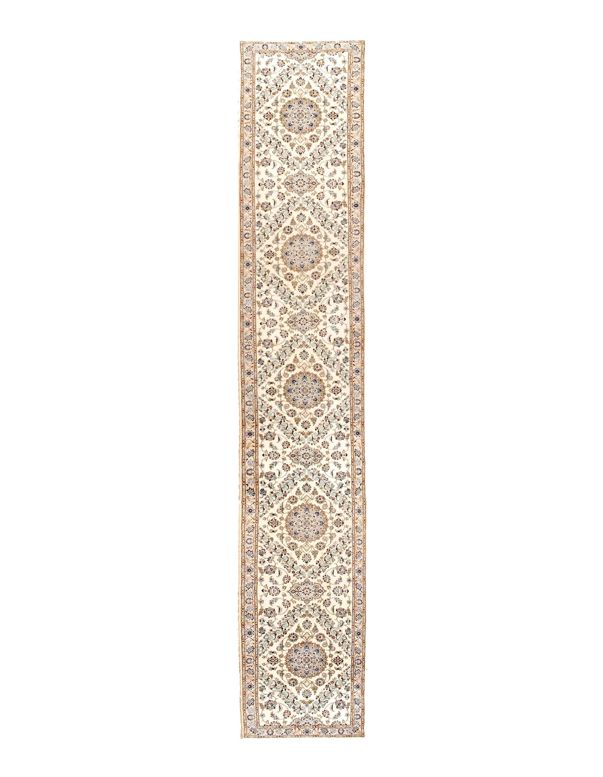 Fine Hand knotted Persian silk & wool 6 LA Nain Runner  2'11"X 17'3"