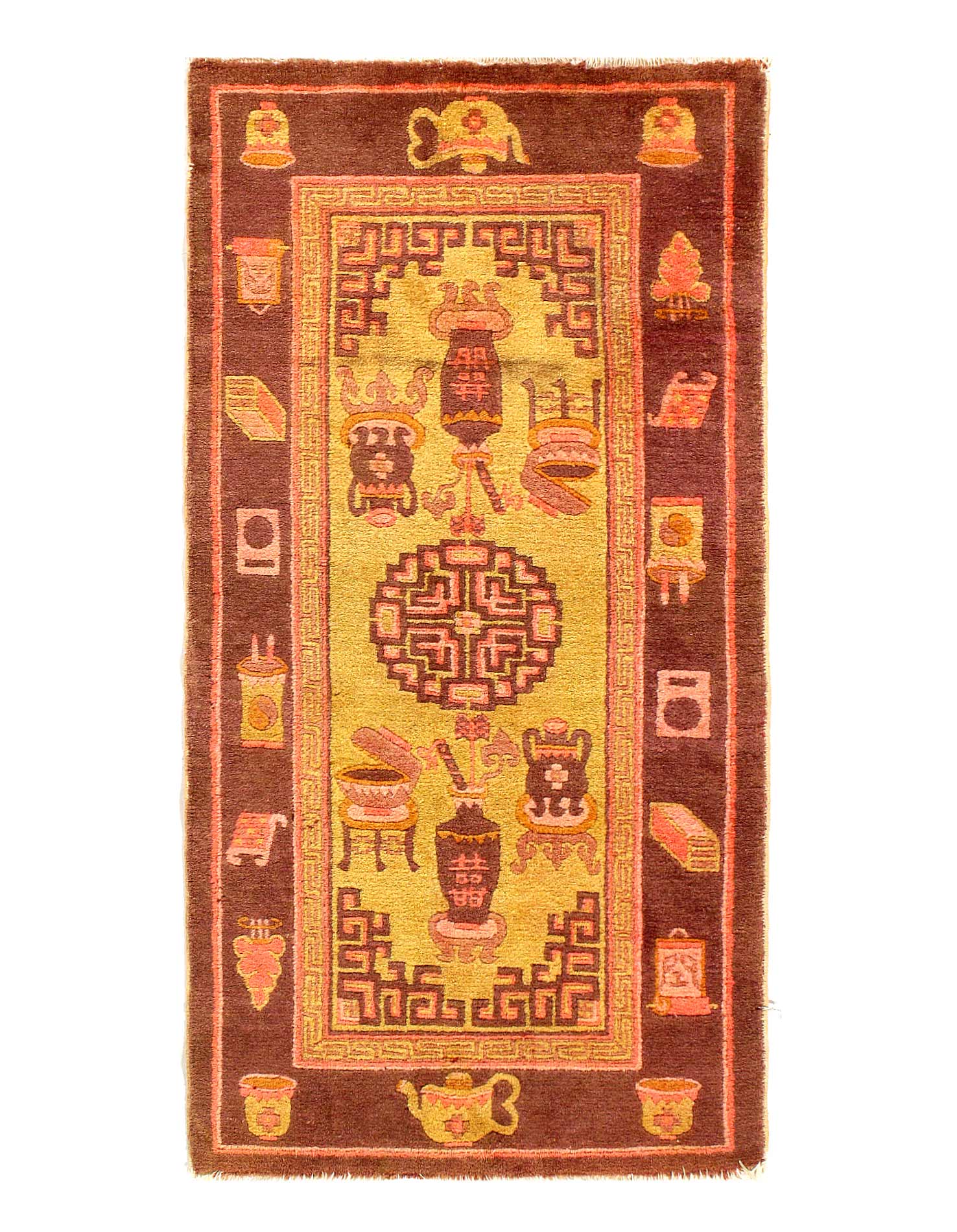 Antique Chinese Art Peking rug  2'X 3'9"