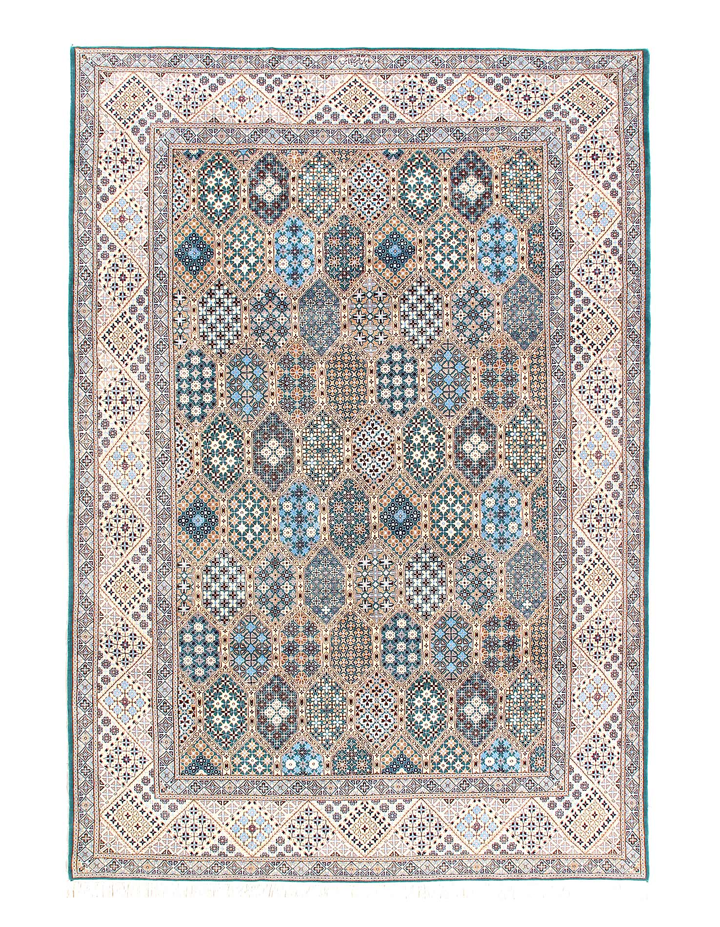 Fine  Persian Nain silk & wool 6L 7'x 10'