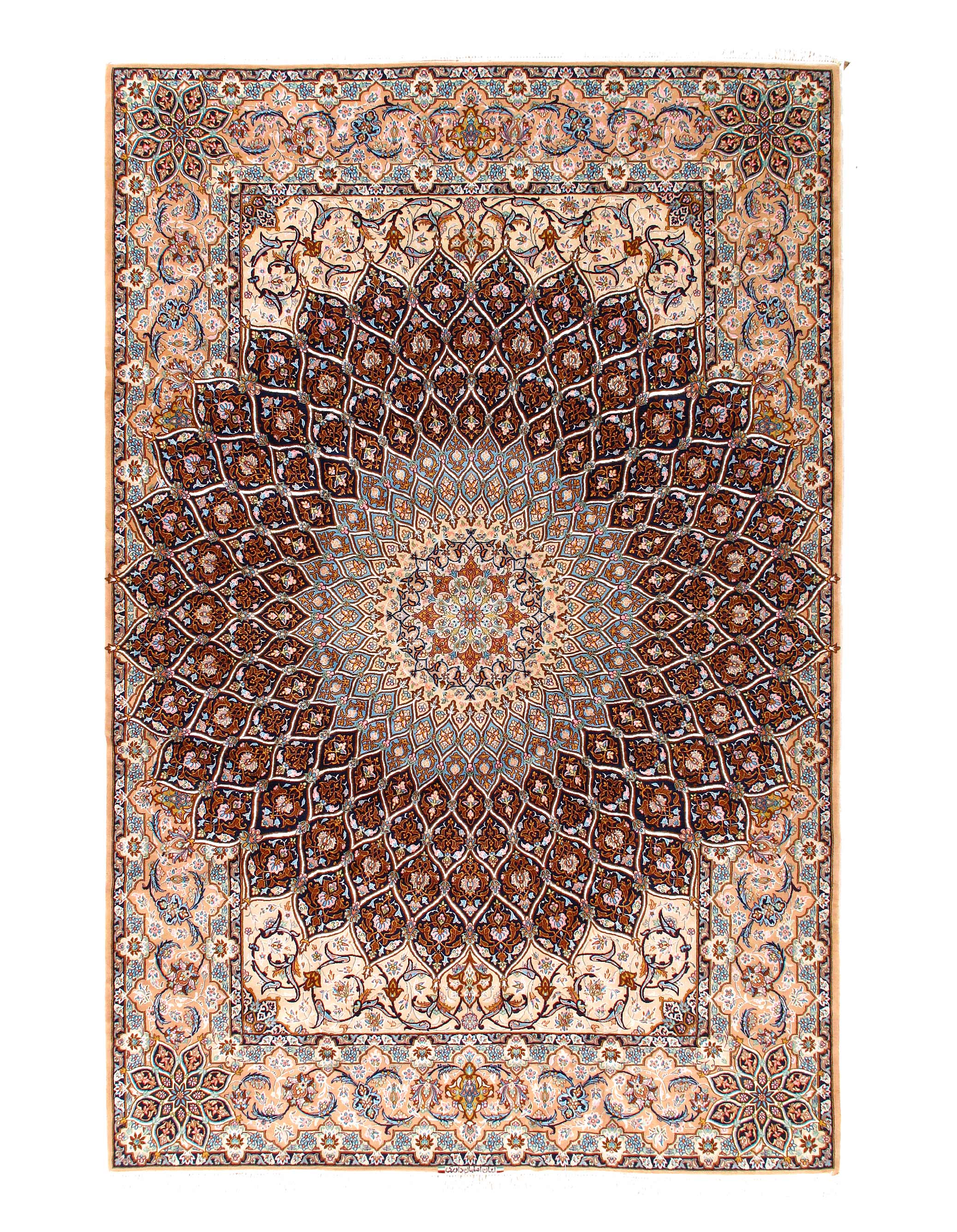 Fine Hand knotted Persian silk & wool Isfahan 6'8"X 10'2'