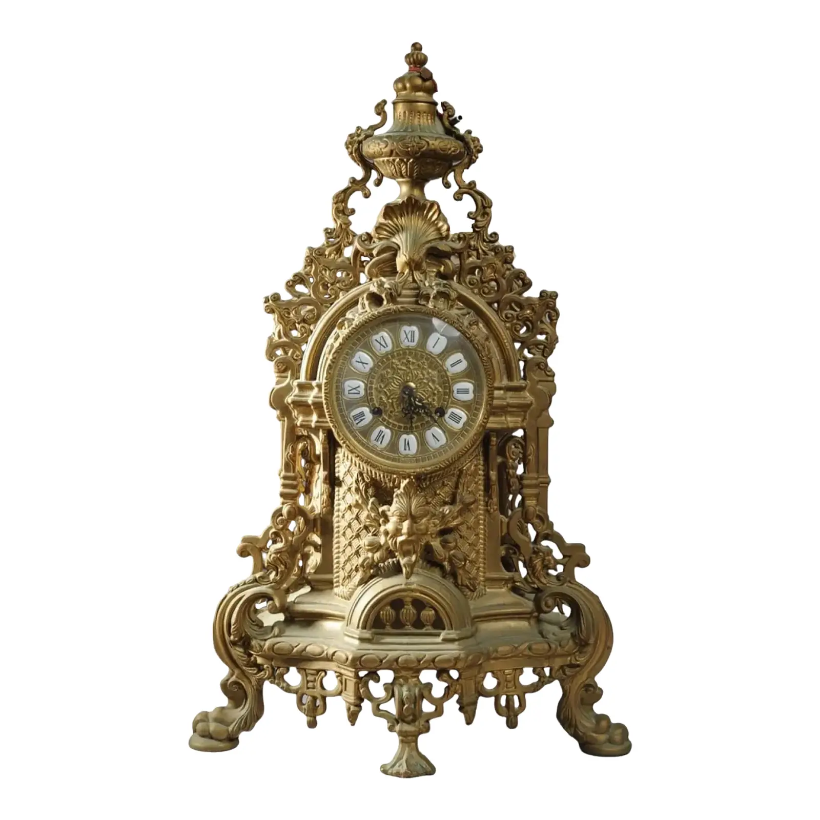 Pasargad DC Les Classiques Brass Mantel Antique Clock