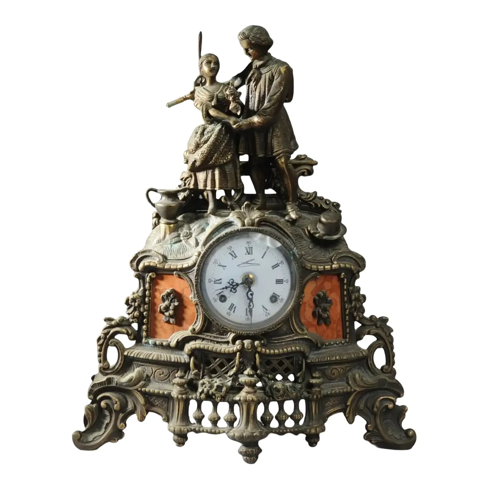 Pasargad Les Classiques Figural Brass Mantel Antique Clock