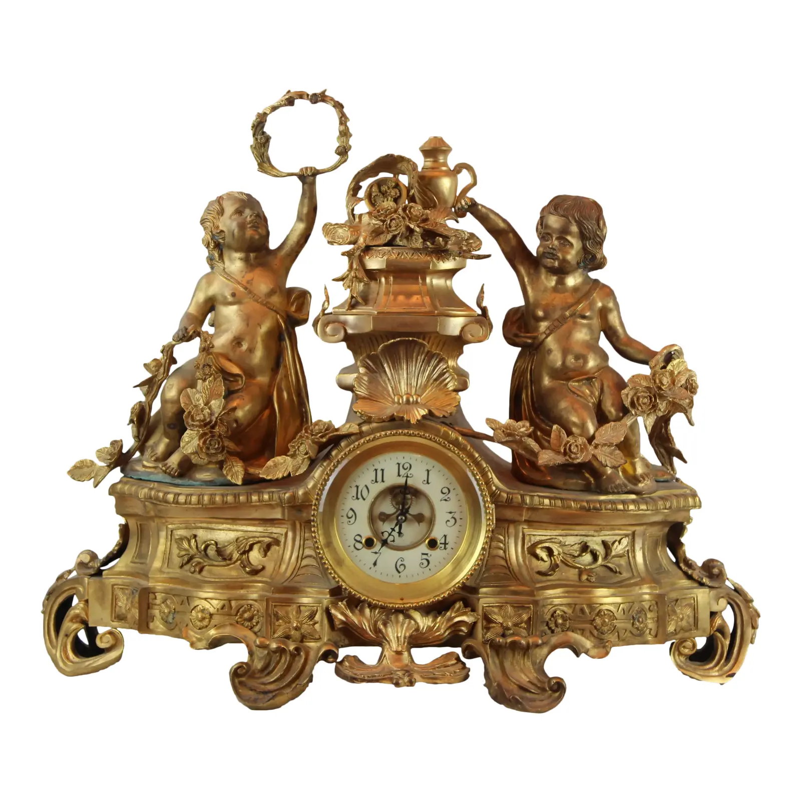 Pasargad DC Vintage French Bronze Clock With 2 Cherubs