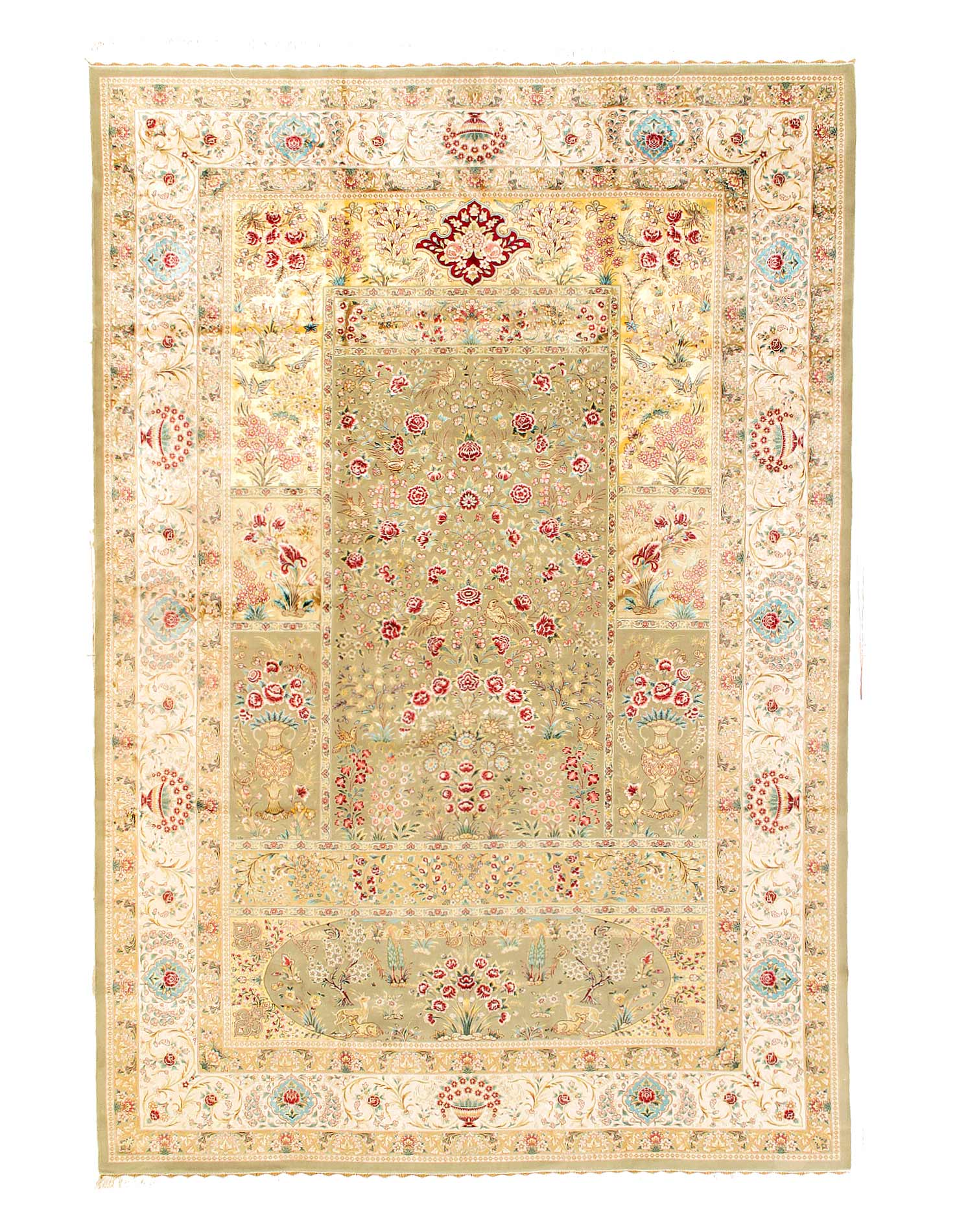 Fine Hand knotted Persian Tabriz Design 6'7"X 9'8"