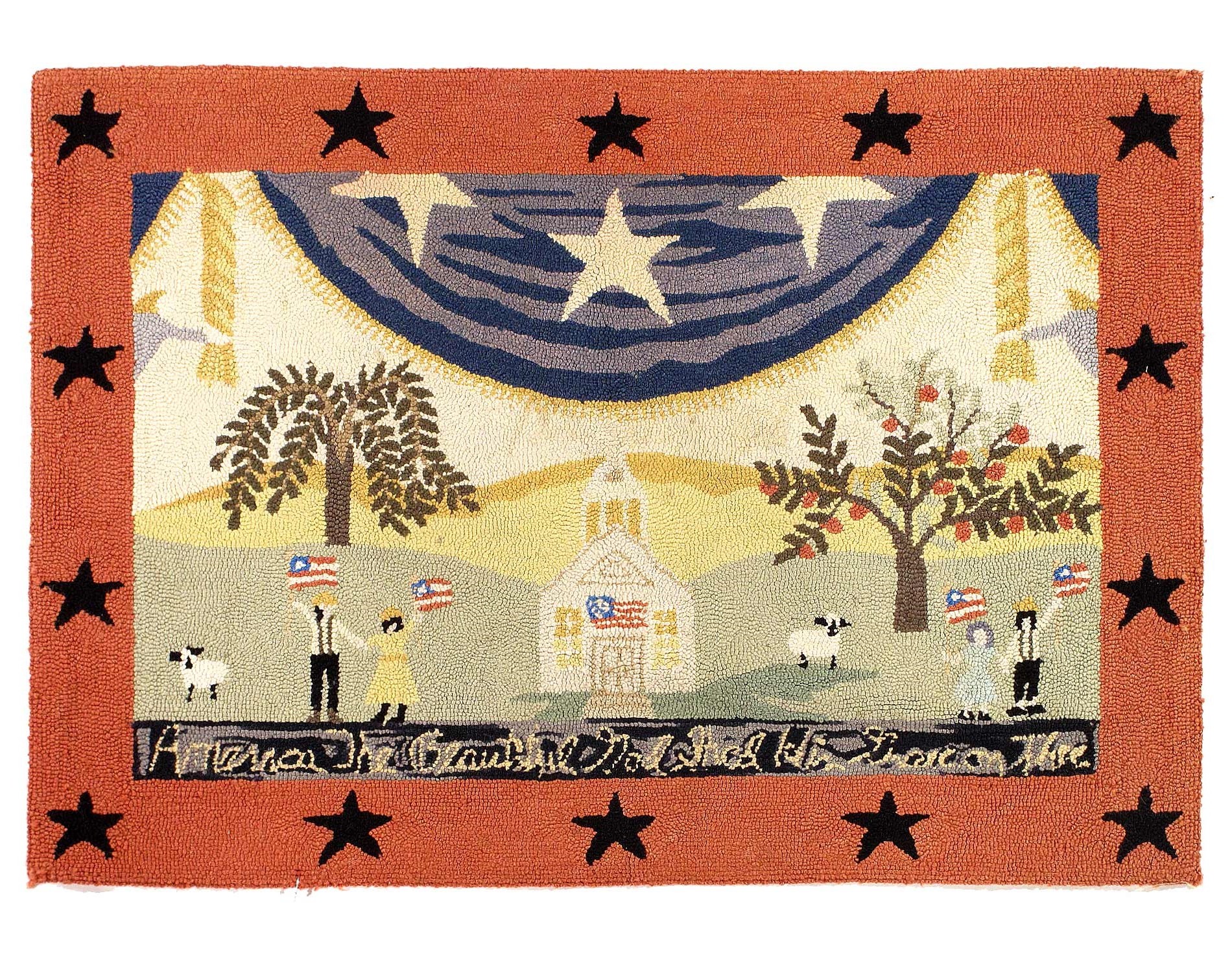 Antique American Hook Rug  2'4"X 3'4"