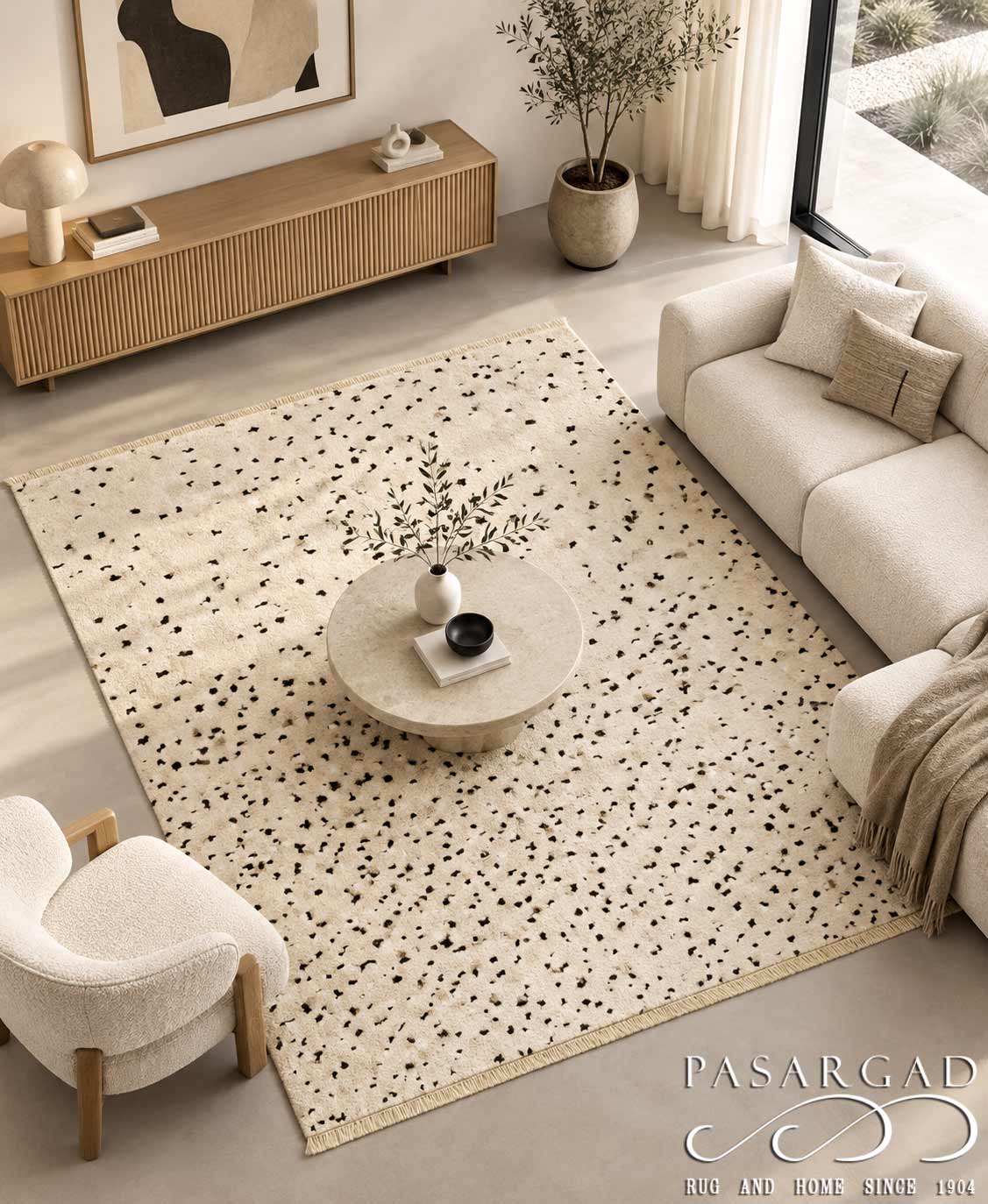 Ivory fine hand Knotted Moroccan rug  8'3"X 9'9"
