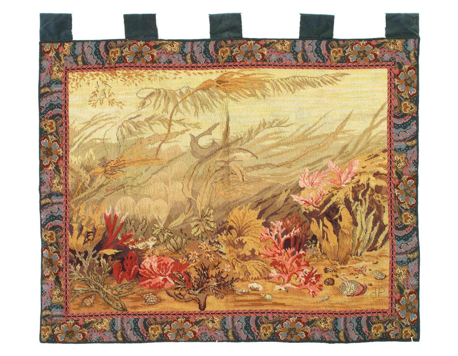 Wool and Silk Antique French Tapestry 3'4"X 3'11'