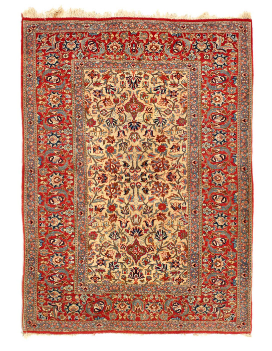 Hand knotted Antique Isfahan Rug 3'1"X 4'2"