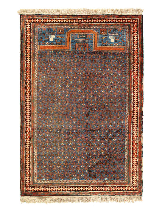 Fine Hand Knotted Persain Antique Senneh 4'4'' X 6'6''
