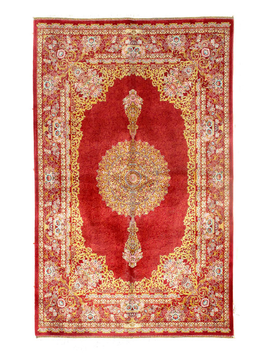 Red color Persian Qum Design Rug 3'3"X 4'11"