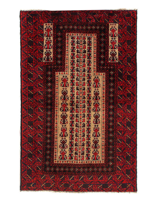 Fine Hand knotted balouchi rug size 3' X 4'8''