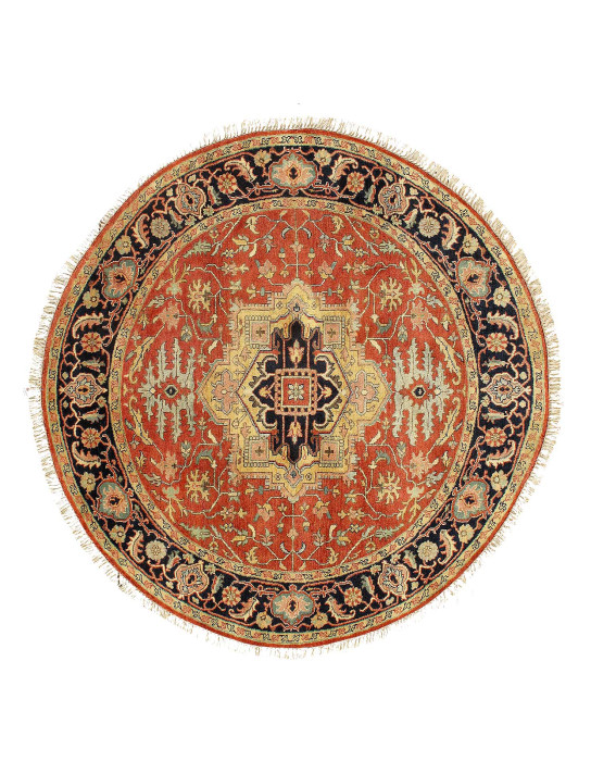Fine Hand knotted Persian Serapi design round rug 6' X 6'