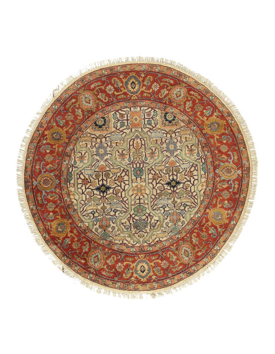 Fine Hand knotted Persian Heriz design round rug 6' X 6'