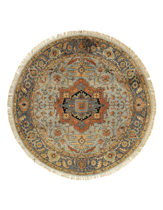 Fine Hand knotted Persian Serapi design round rug 6' X 6'
