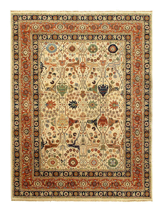 Ivory color Fine Hand knotted Persian Heriz design 7'9'' X 10'1''