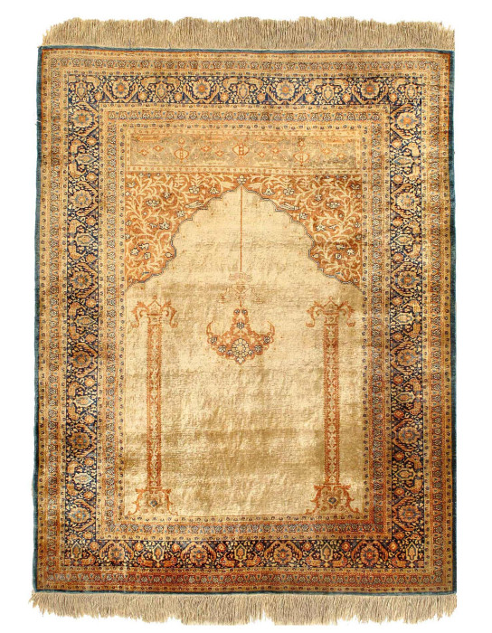 Antique Persian  Pure Silk  Tabriz Rug 4' X 5'4''