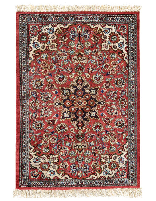 Fine Hand knotted Persian Pure silk Qum rug 1'11'' X 2'8''
