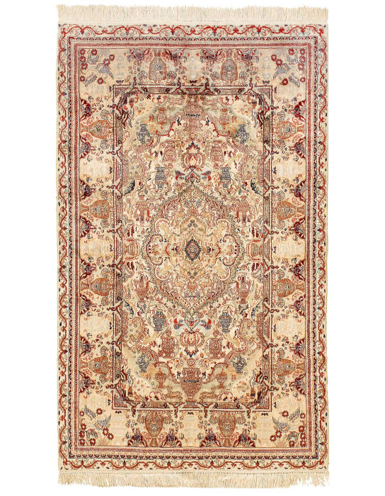 Fine Hand-Knotted Kashmir Pure Silk Rug 3' X 5'
