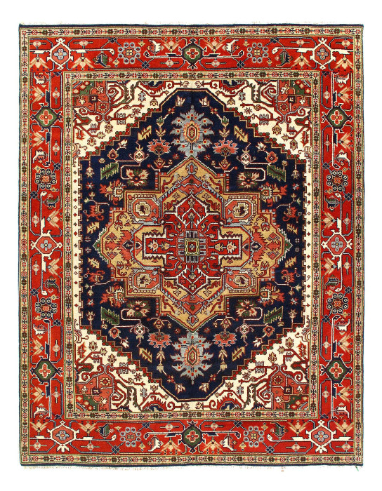 Navy Blue Fine Hand knotted Serapi design rug 7'8'' X 9'9''