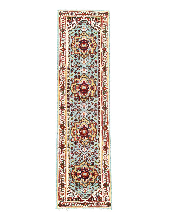 Fine Hand knotted Light Blue Serapi design Runner 2'6'' X 9'11''