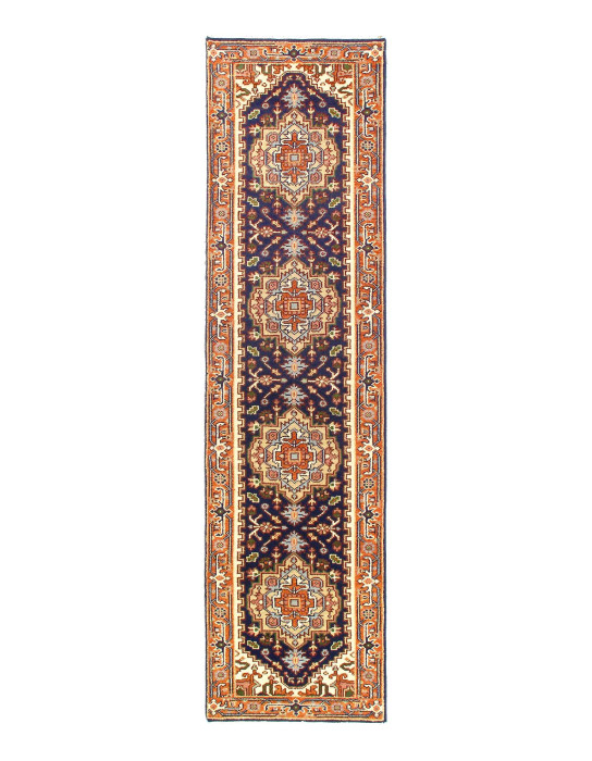Fine Hand knotted Navy Blue Serapi design Runner 2'6'' X 9'9''