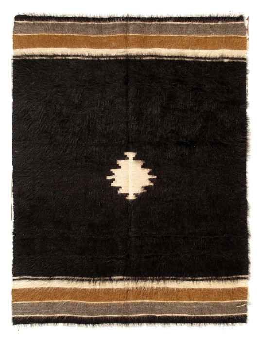 Antique mohair wool Navajo Design rug 4'2"X 5'4"
