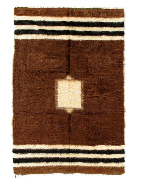 Antique mohair wool Navajo Design rug 4'5"X 6'11"
