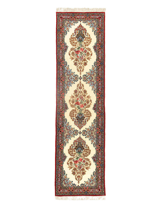 Fine Persian Isfahan Silk and Wool Runner Rug  2'6"X 9'9"