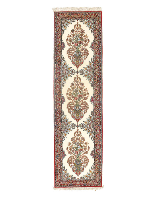 Fine Persian Isfahan Silk and Wool Runner Rug  2'9" X 10'1'